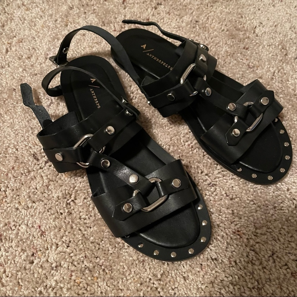 Anthropologie Hattie Black Studded Slingback Sandals​ - Picture 2 of 5